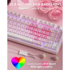 Royal Kludge RKR75-PM-XW RGB Mechanical Keyboard, Beige Switch, Hot Swappable, Wired, USB, Pink Melody, 3 image