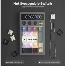 Royal Kludge RKM20-PT-YXZ RGB Mechanical Numpad, Violet Switch, Hot Swappable, Wireless, Type-C, Bluetooth, 2.4GHz, Phantom, 5 image