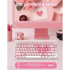 Royal Kludge RKR75-PM-XH RGB Mechanical Keyboard, Cream Switch, Hot Swappable, Wired, USB, Pink Melody, 15 image