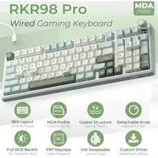 Royal Kludge RKR98PRO-SK-XW RGB Mechanical Keyboard, Beige Switch, Hot Swappable, Wired, Sky Cyan, 6 image