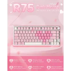 Royal Kludge RKR75-PM-XH RGB Mechanical Keyboard, Cream Switch, Hot Swappable, Wired, USB, Pink Melody, 11 image