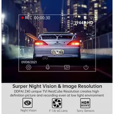 Car video recorder DDPAI Z40 GPS DUAL, 140°, WIFI, GPS, Front and Rear Cam, Black, 3 image