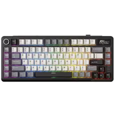 Royal Kludge RKL75-KB-XW RGB Mechanical Keyboard, Beige Switch, Hot Swappable, Wireless, Type-C, Bluetooth, 2.4GHz, Knight Black