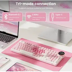 Royal Kludge RKN99-PM-XH RGB Mechanical Keyboard, Cream Switch, Hot Swappable, Wireless, Type-C, Bluetooth, 2.4GHz, Pink Melody, 5 image