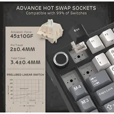 Royal Kludge RKL75-KB-XW RGB Mechanical Keyboard, Beige Switch, Hot Swappable, Wireless, Type-C, Bluetooth, 2.4GHz, Knight Black, 6 image