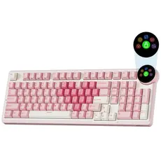 Royal Kludge RKN99-PM-XH RGB Mechanical Keyboard, Cream Switch, Hot Swappable, Wireless, Type-C, Bluetooth, 2.4GHz, Pink Melody, 2 image