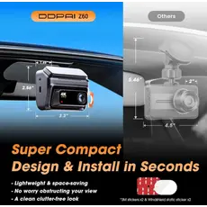 Car video recorder DDPAI Z60 2026 4K Dashcam 140°, WIFI GPS, Bluetooth Front and Rear Cam, Black, 4 image