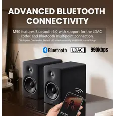 Edifier M90 Speaker, 100W, HDMI eARC, Optical, Type-C, AUX, Bluetooth, Compact Active Speaker, Black, 7 image
