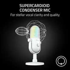 Razer gaming microphone Seiren V3 Chroma, Uni, RGB, USB-A, 2m, white, 5 image