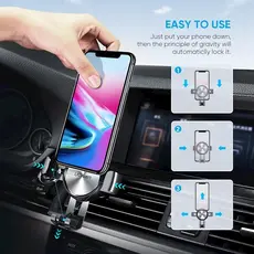 Car Phone Holder UGREEN LP130 (50564) Gravity Drive Air Vent Mount Phone Holder Gray, 6 image