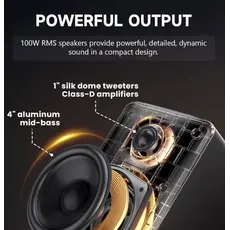Edifier M90 Speaker, 100W, HDMI eARC, Optical, Type-C, AUX, Bluetooth, Compact Active Speaker, Black, 6 image