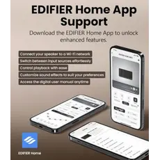 Edifier S300 80W Speaker, Bluetooth, WiFi (Apple AirPlay), Type-C, AUX, Hi-Fi Tabletop Speaker, Hi-Res Audio LDAC Brown, 4 image