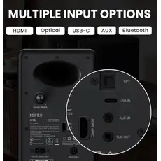 Edifier M90 Speaker, 100W, HDMI eARC, Optical, Type-C, AUX, Bluetooth, Compact Active Speaker, Black, 8 image