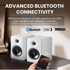 Edifier M90 Speakers, 100W, HDMI eARC, Optical, Type-C, AUX, Bluetooth, Compact Active Speaker, White, 6 image