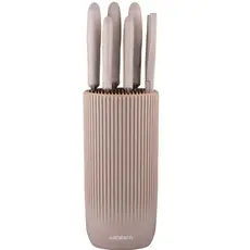 Ardesto Knives Set with block Gemini, 7pcs, stainless steel, plastic, beige, 2 image