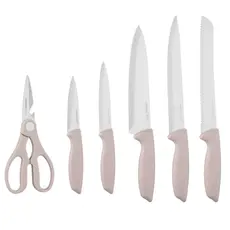 Ardesto Knives Set with block Gemini, 7pcs, stainless steel, plastic, beige, 3 image