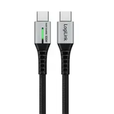 Cable Logilink CU0423 USB Type-C 100W 480Mbps LED nylon metal Black 1.5m, 2 image