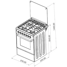 Stove Oz OE 6040 IX / 4Gas / Electric Oven / 60x60x85cm / FFD / Inox, 2 image