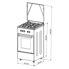 Cooker Oz OE 5040 BL / 4Gas / Electric Oven / 50x50x85cm / FFD / Matte Black, 2 image