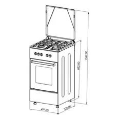 Stove Oz OG 5040 BL / 4Gas / Gas Oven / 50x50x85cm / FFD / Mate Black, 2 image