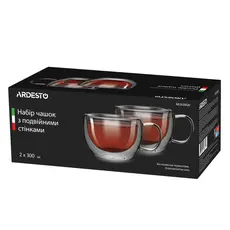 Latte glasses set ARDESTO Double wall borosilicate glass mug set Ardesto, 300 ml, 2 pcs, 2 image
