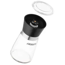 Ardesto Salt and Pepper Mill Gemini, 180ml, glass, plastic, transparent, black, 3 image