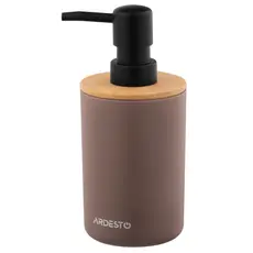 Soap dispenser ARDESTO Bathroom set Minimalism 360ml, 3 items, polypropylene, bamboo, taupe 767637180719, 3 image