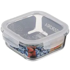 Container Ardesto Food storage container Gemini 0.8l, borosilicate glass, plastic, square, transparent, 4 image