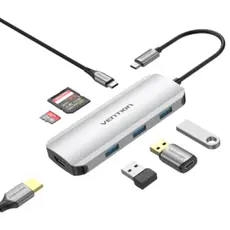 Dock Station Vention TOJHB 7-in-1 USB-C 4K/30Hz Docking Station 5Gbps 100W PD 0.15m Gray Aluminum