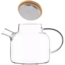 Teapot Ardesto Gemini 1200ml, borosilicate glass, bamboo, transparent, 2 image