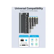 Solid disk case Vention KPKH0 SSD M.2 NVMe Enclosure 10Gbps (USB 3.1 Gen 2-C) Gray Aluminum, 3 image