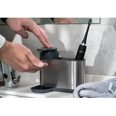 Soap dispenser Ardesto Detergent organizer Minimalism, 8x12.7x16cm, plastic, stainless steel, grey, 6 image