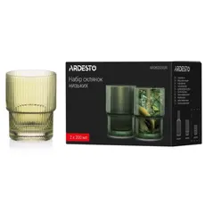 Set of glasses Ardesto Low, 200ml, 2pcs, glass, green, 3 image