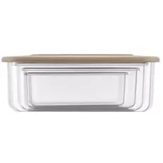 ARDESTO Set of food storage containers Fresh 0.25/0.5/0.75/1.2l, plastic, rectangular, beige, 3 image