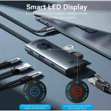 Dock Station Vention TQZHB 6-in-1 USB-C 8K/30Hz Docking Station 5Gbps 100W PD With Smart Led Display 0.15m Aluminum, 4 image