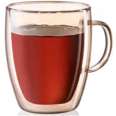 Ardesto Doublewall mug set with handles Golden Moon, 270ml, 2pcs, borosilicate glass, golden, 3 image