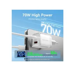 Charger Vention FCGH0-EU 2-Port USB/USB-C GaN Charger (70W/22.5W) Gray, 3 image