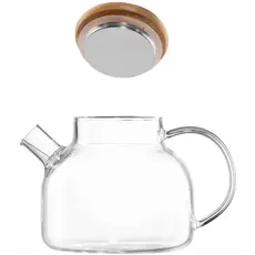 Ardesto Teapot Gemini 1000ml, borosilicate glass, bamboo, transparent, 2 image
