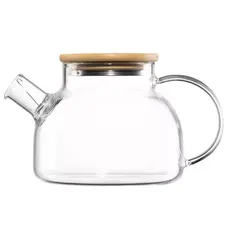 Ardesto Teapot Gemini 800ml, borosilicate glass, bamboo, transparent, 2 image