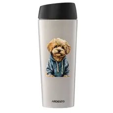 Thermos Ardesto Travel mug Coffee Time Maltipoo 450ml, stainless steel, beige