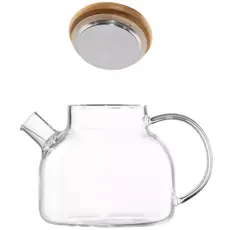 Teapot Ardesto Gemini 600ml, borosilicate glass, bamboo, transparent, 2 image