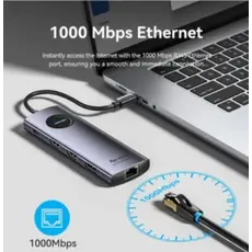 Docking Station Vention TQWHB 4K/60Hz 10-in-1 USB-C MST Docking Station 100W PD 0.15m Gray Aluminum, 2 image