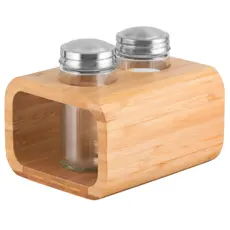 Samari and Sapilpili ARDESTO Salt and pepper set Midori, 3 pcs, 80ml, 13.5x11x11cm, bamboo, stainless steel, glass, plastic