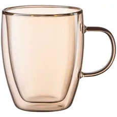 Ardesto Doublewall mug set with handles Golden Moon, 270ml, 2pcs, borosilicate glass, golden
