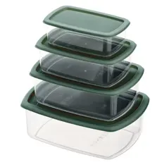 Set of food storage containers ARDESTO Fresh 0.25/0.5/0.75/1.2l, plastic, rectangular, green, 3 image