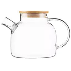 Ardesto Teapot Gemini 800ml, borosilicate glass, bamboo, transparent