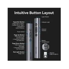 Presenter Vention KQIH0 2.4G Wireless PowerPoint Presenter 100m Range Gray, 2 image