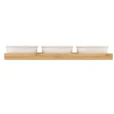 Set of ARDESTO Saucer with tray Midori, 3pcs, 160ml, new bone china, bamboo, 4 image