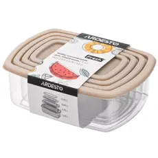 ARDESTO Set of food storage containers Fresh 0.25/0.5/0.75/1.2l, plastic, rectangular, beige