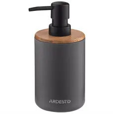 Soap dispenser ARDESTO Bathroom set Minimalism 360ml, 3 items, polypropylene, bamboo, dark grey 767637180702, 3 image